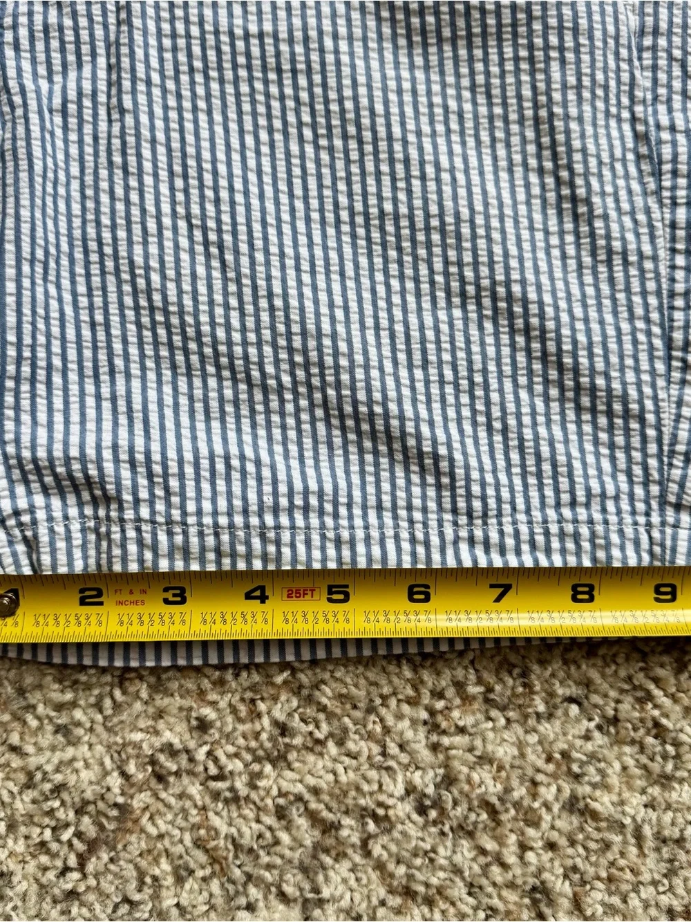 J.Crew Mens 30 Seersucker Shorts 7” Inseam Blue White Striped Preppy Chino
